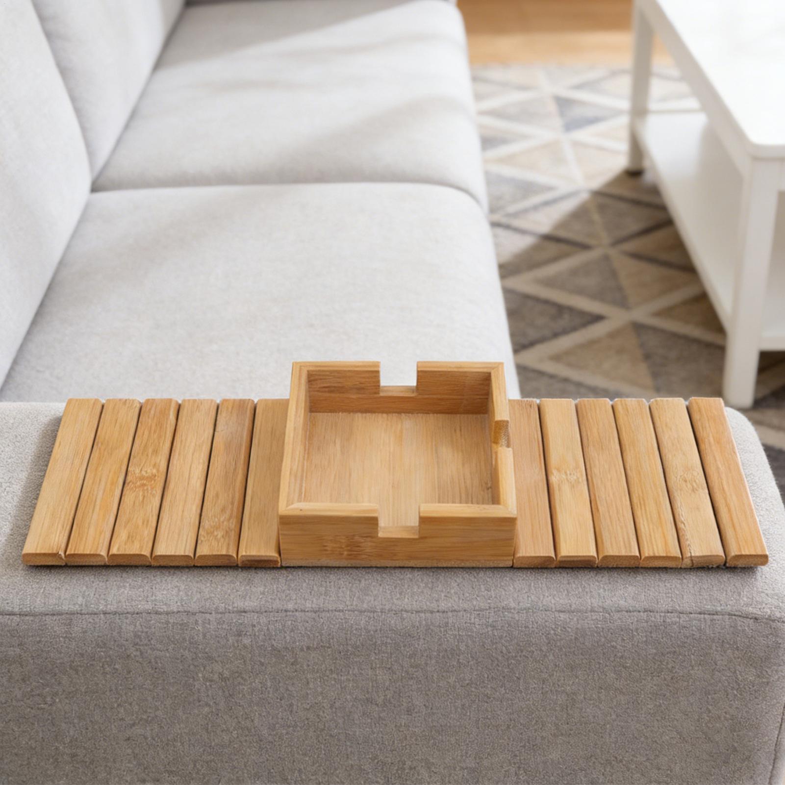 Portavasos para Sofá, Bandeja  - Wooden Serving Tray reseña y precio