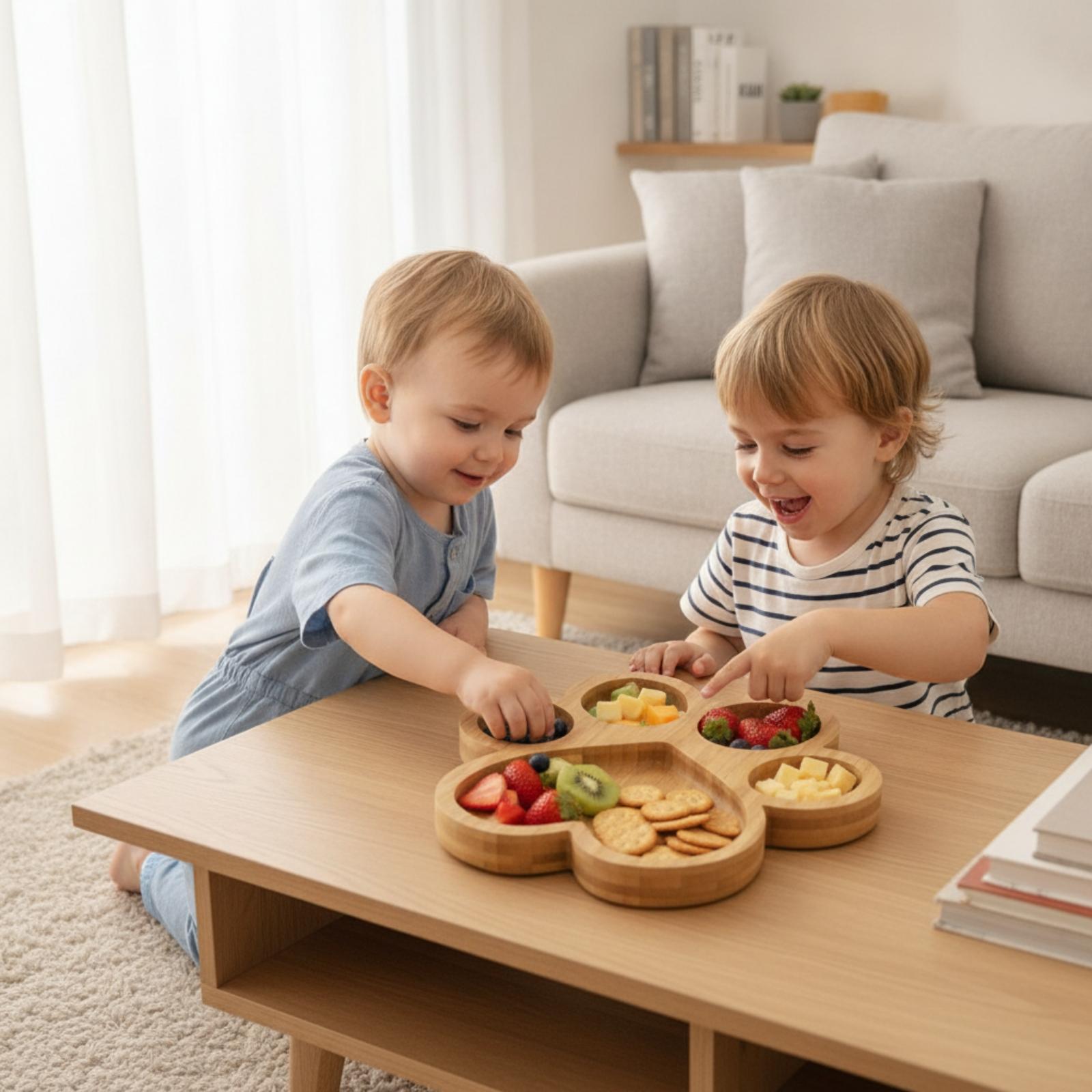 Plato de Bambú con Compartimen - Wooden Serving Tray reseña y precio